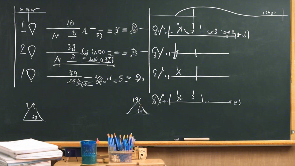 A step-by-step guide to solving a quadratic equation, written on a blackboard in a classroom.