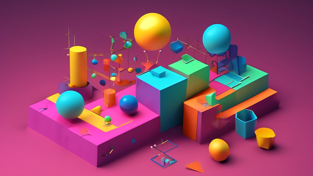 A 3D illustration demonstrating the basic concepts of spatial geometry, including points, lines, planes, and solids, with interactive elements that allow u