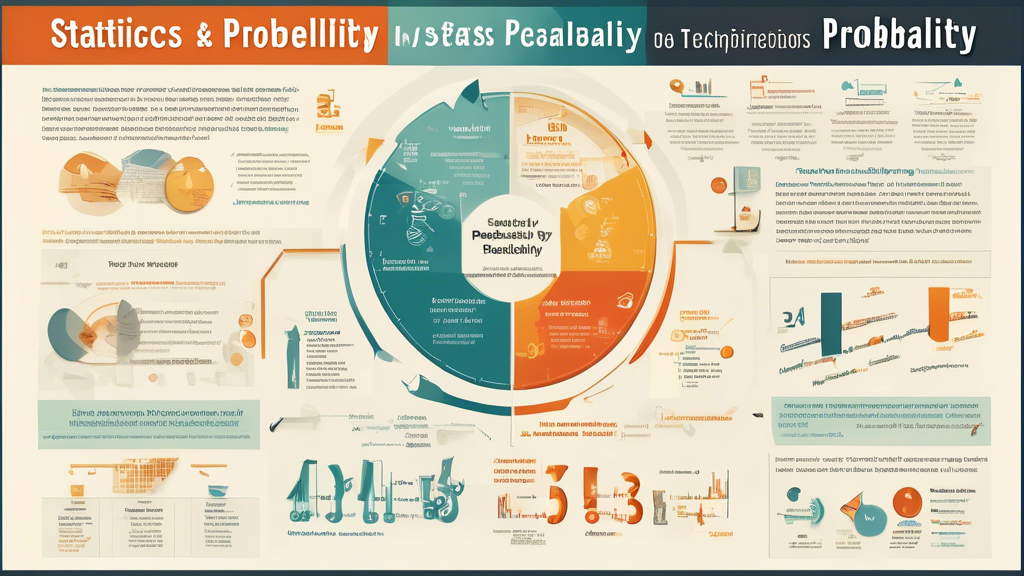 A comprehensive infographic summarizing the key concepts and applications of statistics and probability, from basic principles to advanced techniques.